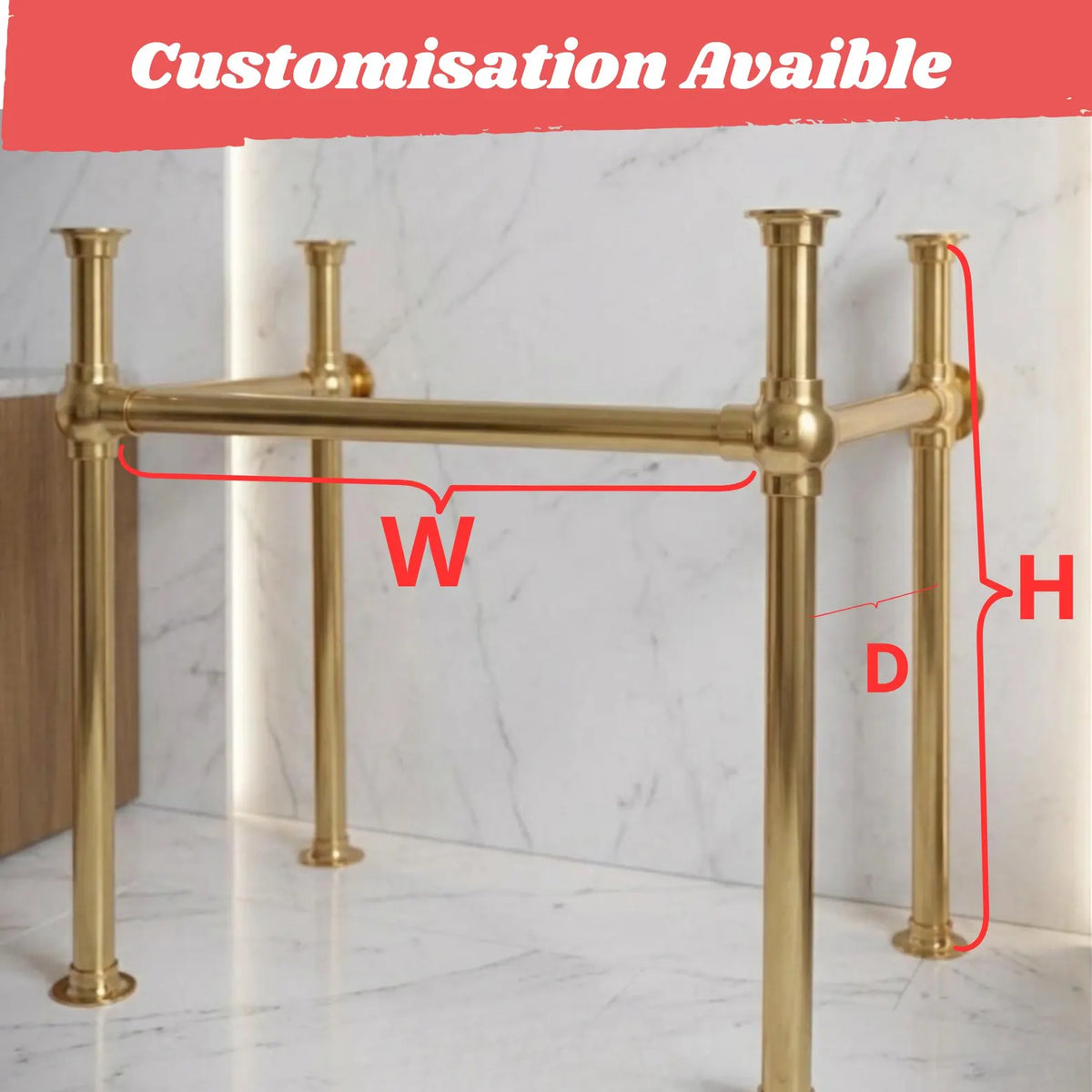 Unlacquered Brass Console Legs- Custom Sizing Available.