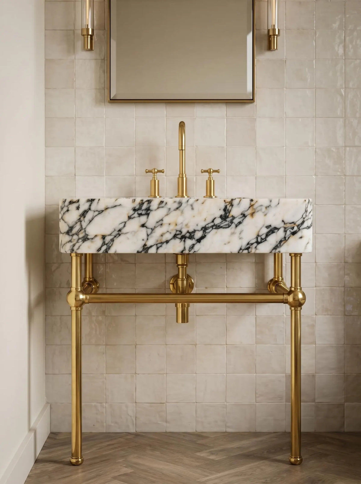 Unlacquered Brass Console Legs- Custom Sizing Available.