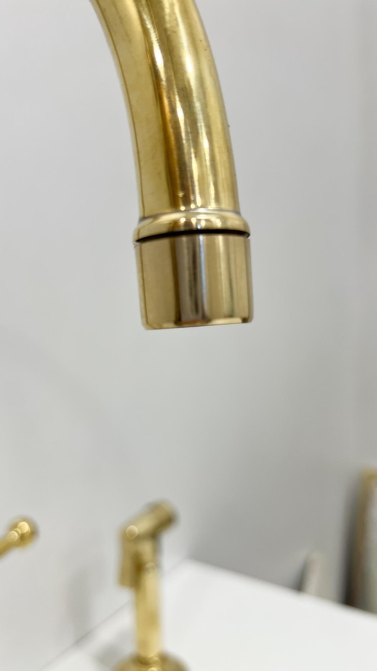 Unlacquered Solid Brass Kitchen Faucet, 3-Hole Sink Tap with Side Sprayer.